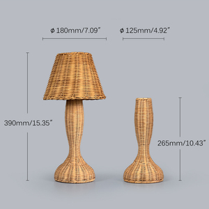 <span class=keywords><strong>Lampe</strong></span> de bureau en <span class=keywords><strong>rotin</strong></span> faite <span class=keywords><strong>à</strong></span> la main, <span class=keywords><strong>lampe</strong></span> de chevet vintage en <span class=keywords><strong>osier</strong></span> et bois avec ampoule E27 pour la décoration de la maison, du bureau ou du salon - Product Image 5