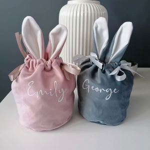 Adorno Personalizado de Orejas de Conejo de Pascua, Bolsa Pequeña, Estilo Moderno, Material de Poliéster, Nombre Personalizado, Almacenamiento de Dulces para Bodas - Product Image 3
