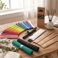 Bâtonnets diffuseurs en fibre colorés de 3 mm x 20 cm, bâtonnets synthétiques absorbants les parfums, mèches pour diffuseur de parfum en fibre
