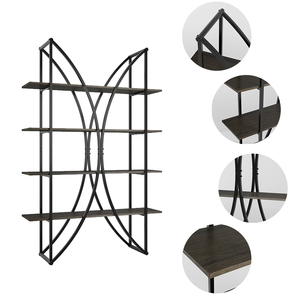 Estantería Abierta Moderna con Marco Metálico Curvo y 4 Estantes Metálicos, Mueble Ahorrador de Espacio para Sala de Estar u Oficina <span class=keywords><strong>en</strong></span> <span class=keywords><strong>Casa</strong></span> - Product Image 3