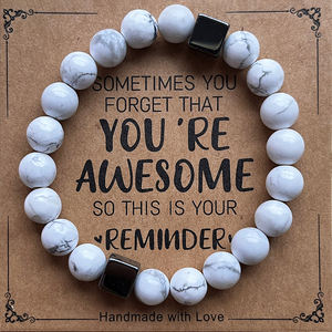 You Are Awesome Pulseras inspiradoras para mujeres Hombres 8mm Piedra natural Healing Relief Pulseras con cuentas Pulseras para regalo - Product Image 6