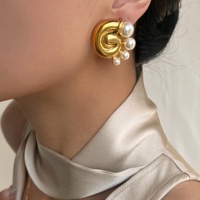 2024 Dazan nouvel été 18k plaqué or hypoallergénique en acier inoxydable Vintage escargot Super brillant griffe boucles d'oreilles danseur bijoux
