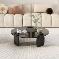 Ensemble de tables basses Modhomi, style moderne et luxueux, plateau en verre trempé, pour petit espace, salon, table centrale et table d'appoint de luxe