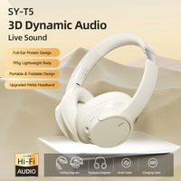 SY-T5 Casque Gaming Sans Fil Pliable Supra-Auriculaire Doux à Très Longue Autonomie, Stéréo Hi-Fi, Basses Puissantes, Avec Micro