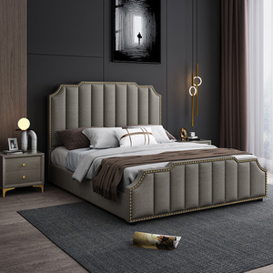 Cadre de <span class=keywords><strong>lit</strong></span> Queen en tissu technique de haute qualité, <span class=keywords><strong>lit</strong></span> double de luxe de grande taille pour chambre à coucher - Product Image 3