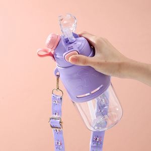 Botella de Agua Personalizada de 750 ml con Forma de Dibujo Animado, con Pajita, Portátil, con Correa para el Hombro, para el Verano - Product Image 4