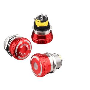 ปุ่มหยุดฉุกเฉินสแตนเลส 16 มม./19 มม./22 มม. ปุ่มกดนิรภัยแบบ Scram Safety E-stop ปุ่มกดฉุกเฉิน IP67 พร้อมไฟ LED วงแหวน 250V - Product Image 1