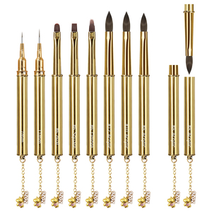Ensemble de pinceaux à ongles avec manche métallique, stylo de dessin pour liner, logo personnalisé, vente en gros, pinceau professionnel pour manucure en gel UV, pinceau pour nail art - Product Image 3