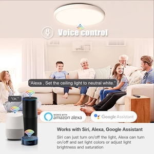 Iluminação de teto inteligente alexa tuya rgbcw, luz de painel de luz ambiente para sala 24w 1600lm, funciona com wi-fi, app, controle de voz, lâmpada de teto - Product Image 3