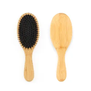 100% Natural Bamboo Boar Bristle With Round Nylon Hair Brush For Hair Extension Scalp Massage Brush