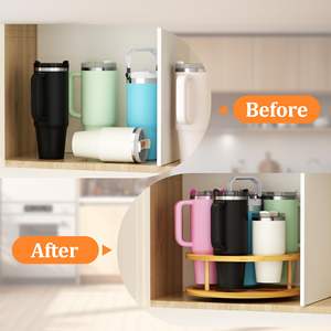 Organizador de Botellas de Agua para Vaso Stanley de 40 oz con Asa, Soporte Giratorio de Bambú para Vasos Stanley y Simple Modern - Product Image 6