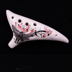 Ocarina Decorativa de 12 Orificios, Alto C, con Acabado Craquelado, Pintada a Mano con Diseño Floral, con Bolsa de Almacenamiento - Product Image 5