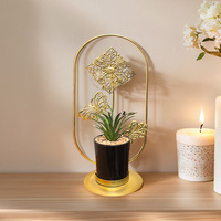 Ornement de plante en pot simulée en fer forgé géométrique, artisanat métallique créatif pour la décoration de la maison, du salon et du bureau
