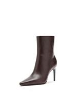 Bottines à talons aiguilles en cuir marron personnalisées pour femmes, bout pointu, style minimaliste, bottes habillées