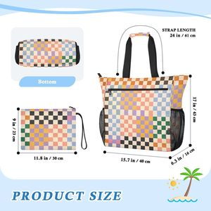 Bolsa de Mano para Mujer con Diseño a Cuadros Coloridos, Cierre de Cremallera, Diseño Moderno, Bolsa de Compras para Todas las Temporadas - Product Image 4
