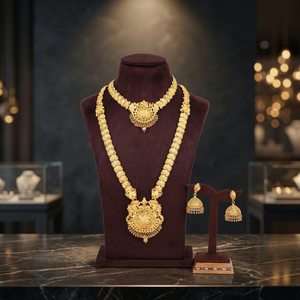 Wholesale Fashion Jewelry 14K18K24K Gold Plated Forming Mini & <b>Long</b> Combo <b>Necklaces</b> Set Traditional & Wedding <b>Long</b> Jewelry Set - Product Image 3