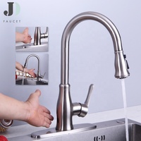 Capteur intelligent sans contact robinet mitigeur de cuisine évier robinet d'eau avec pulvérisateur extractible flex laiton nickel brossé monté sur le pont deux modes