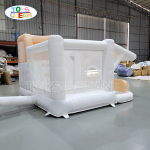 Château gonflable beige pastel avec toboggan, utilisation sèche et humide, château gonflable pour enfants pour <span class=keywords><strong>location</strong></span> de fête - Product Image 5