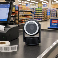 Lecteur de codes-barres 2D omnidirectionnel USB filaire mains libres pour supermarchés et magasins de détail