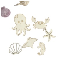 Neuankömmling Summer Ocean Themed Wood Cake Topper Set Anpassbare Größe Geburtstags feier Kuchen Dekorieren Lieferungen