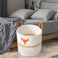 Fox Design Home Panier de rangement Panier cylindrique tissé en corde de coton pour jouets et vêtements sales