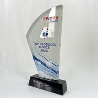 Trophée MH-NJ0613 en cristal vierge de sublimation OEM ODM impression couleur trophée de plaque en verre cristal