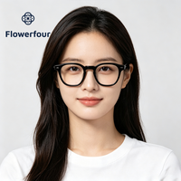 Lunettes rondes vintage en acétate noir Flowerfour FFM3018 pour adultes, monture épaisse pleine, lunettes optiques rétro