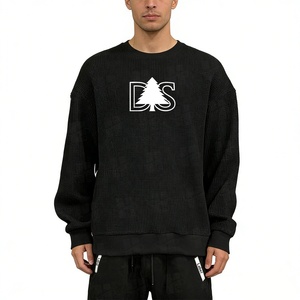 Felpa a Maniche Lunghe da Uomo con Collo Rotondo in Tessuto Waffle, Design Personalizzato con Logo OEM, Abbigliamento Maschile di Tendenza - Product Image 3