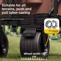 Chariot de camping et de pique-nique pliable à 4 roues en métal YC TC-02 pour l'extérieur avec poignée, grande capacité, pneus robustes