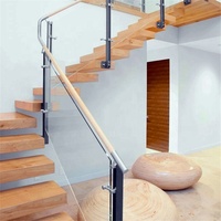 Escalier flottant en chêne DAIYA DAIYA USA avec rampe en verre trempé