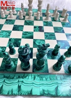 Ensemble de plateau de jeu d'échecs en malachite de marbre vert (15 pouces X 15 pouces)