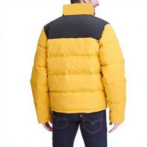 Veste matelassée pour homme, jaune et noir, coupe-vent, fermeture éclair, décontractée, hiver, épaisse, rembourrage en polyester, coupe classique - Product Image 2