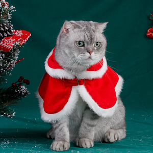 F10 Lujosa Ropa Cálida de Otoño Ecológica para Mascotas, Estilo Clásico, Capa de Navidad para Gatos y Perros, Patrón Sólido, Hecha de Polar, Estilo Occidental - Product Image 6