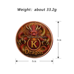 Pièce de monnaie commémorative en cuivre fin .999 de 1 oz, Dragon de feu, bête mythique en relief 3D, pièce de collection en métal, pièce de défi solide - Product Image 3