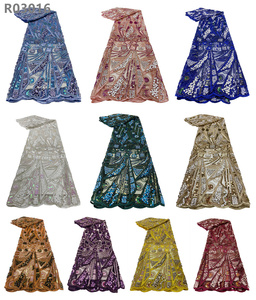 Vestido de novia Material de tela de encaje Encaje de red con cinta bordada de lentejuelas Tela de encaje - Product Image 6