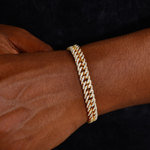 Bracciale Cuban Link Iced Out da 8mm in Argento Sterling <span class=keywords><strong>925</strong></span> Placcato Oro con Moissanite VVS, Gioielli Hip Hop da <span class=keywords><strong>Uomo</strong></span> con Certificato GRA - Product Image 4