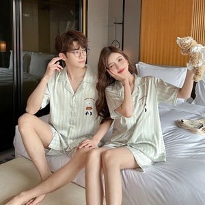 <span class=keywords><strong>Pigiama</strong></span> Estivo Traspirante a 2 Pezzi con Stampa di Cuccioli Cartoon, per <span class=keywords><strong>Uomo</strong></span> e Donna, in Seta Ghiacciata, Maniche Corte e Pantaloncini, Taglie Grandi - Product Image 2