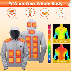 Veste à capuche chauffante pour <span class=keywords><strong>femme</strong></span> OEM/ODM - Logo personnalisé, polaire, 17 zones chauffantes, rechargeable par USB pour le ski et la randonnée - Product Image 2