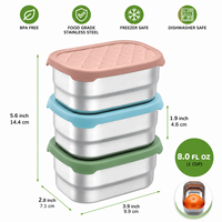 Contenants à sauce pour emporter, petits récipients à condiments avec couvercles en silicone étanches, coupelles à sauce réutilisables en acier inoxydable