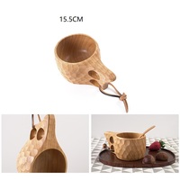 Tasse en bois Kuksa faite à la main, mug en bois avec poignées à 2 trous pour le café, le thé, le lait, le sac à dos, le camping, le bushcraft