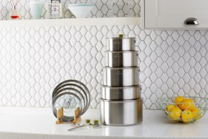 Bộ nồi chảo PocketDream Heavy Duty 4 món bằng thép không gỉ 3 lớp, có nắp đậy, tay cầm tháo rời, thiết bị nhà bếp thương mại - Product Image 2