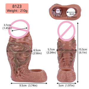 Venta al por mayor, extensor de pene de manga de pene de piel, textura de vena realista, consolador en forma de pene, extensión de agrandamiento de pene, productos de <span class=keywords><strong>condones</strong></span> para hombre - Product Image 6