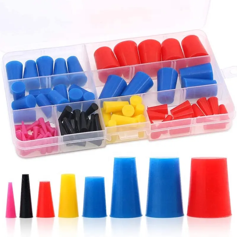 custom Silicone Rubber Tapered Plug Assortment Kit for Masking Off Holes During Powder Coating, Painting, Hydro Dipping,