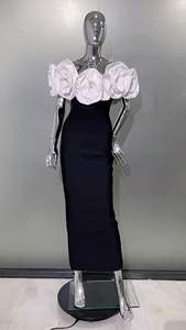 AL1804 Chic Sexy <span class=keywords><strong>robe</strong></span> de soirée pour les femmes moderne 2024 chaud 3D <span class=keywords><strong>grande</strong></span> fleur dentelle hors épaule <span class=keywords><strong>grande</strong></span> <span class=keywords><strong>taille</strong></span> <span class=keywords><strong>robe</strong></span> de soirée à la mode - Product Image 4