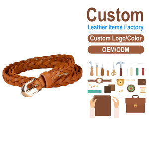Cinturón de Cuero Genuino Trenzado para Mujer, Personalizado OEM/ODM, Cinturón Delgado Tejido a Mano con Hebilla, Cinturón Versátil y Moderno - Product Image 1