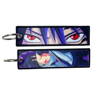 <b>Custom</b> Demonslayer Jet Tag Sublimation Printing Fabric Anime Embroidery <b>Key</b> Tags for Motorcycle Car Keychain - Product Image 1