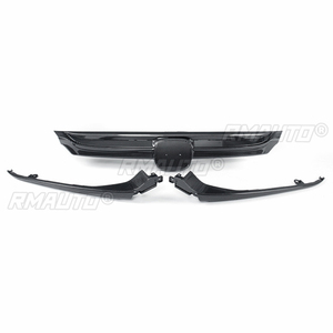 Pour Honda Accord berline 10e génération 2018-2020, calandre avant style sport, noir brillant, chrome argenté, aspect fibre de carbone - Product Image 3