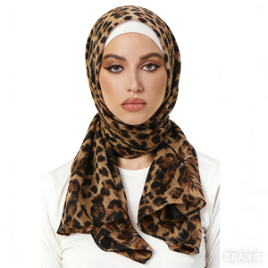Écharpe léopard tendance légère pour femme, hijab instantané <span class=keywords><strong>en</strong></span> modal doux, <span class=keywords><strong>voile</strong></span>, foulards et châles longs pour musulmanes - Product Image 1
