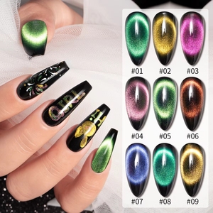 허니 걸 OEM 15ml 레인보우 캣아이 젤 실버 스파클 9D 캣아이 마그네틱 홀로그램 효과 도매 네일 캣아이 젤 폴리쉬 - Product Image 5