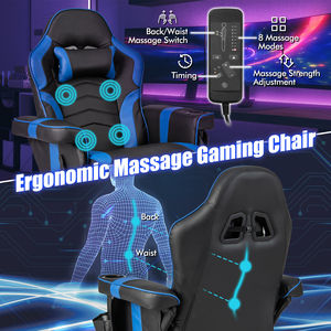 Super september Chaise de jeu inclinable à hauteur réglable pivotante pour jeux vidéo de course avec contrôleur de massage de la taille du dos - Product Image 6